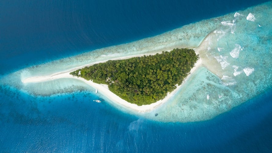 An atoll, a type of island that used to be bigger. 