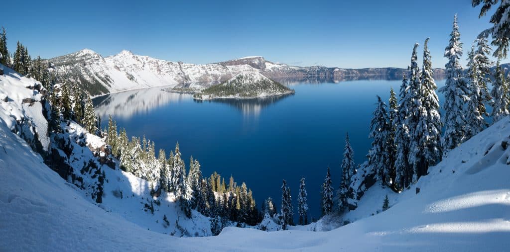 Crater Lake in the winter time.